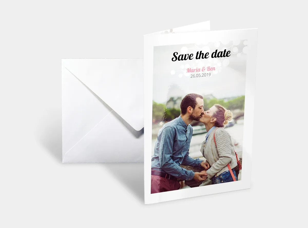 Klappkarte Hochformat. Hochzeit